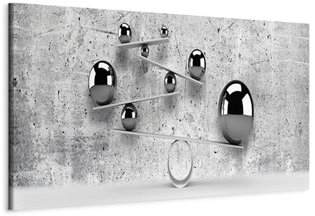 murando - Wandbilder XXL Abstrakt 3D Effekt 150x50 cm 1 tlg - Wand Deko Vlies Leinwand Bilder Groß Wanddeko Wohnzimmer Schlafzimmer Kunstdrucke Panoramabild - Betonoptik grau geometrisch Kugeln