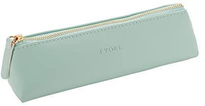 Fyore Luxus PU Leder Federmäppchen Klein Dreieck Design Mäppchen für Schule Universität Kosmetik Make up (Grün)