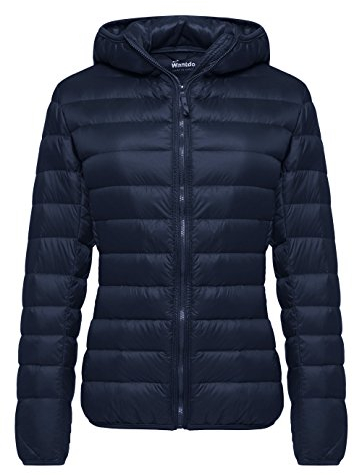 Wantdo Giacca Piumino Trapuntato Caldo Giubbotto Imbottito Invernale Piumino da Montagna Isolante Piumino Leggero Ripiegabile Donna Marina XL