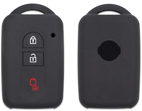 Lage Guscio Copri Chiave in Silicone compatibile con Nissan Micra, Qashqai, Juke, X-Trail, Note, Navara, Tiida, Pathfinder - Cover Protettiva per Telecomando 3 Tasti Pulsanti di Gomma Keyless - Nero