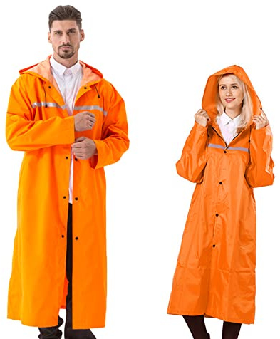Pahajim Raincoat Reusable Rain Poncho Adult Waterproof Jackets with Hood | Reflective Long Rain Mac for Men Women, Kagool for Festival Hiking Camping Travel Fishing