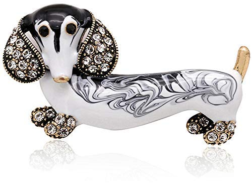 Ogquaton Broche en forme de teckel mignon pour femme en métal émail