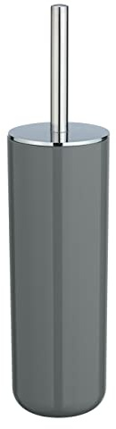 WENKO WC-Garnitur Posa, Moderne Toilettenbürstenhalter aus grauem Kunststoff mit eleganten Chrom-Akzenten, inkl. Toilettenbürste mit auswechselbarem Bürstenkopf, (B/T x H): Ø 7,5 x 37 cm, Grau