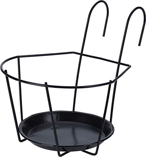 Metal Hanging Plant Pot Holder Stand Indoor Garden Balcony Wall Rail Fence Flower Planter (Small Single Pot Holder)