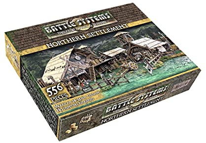 Battle Systems – Modular Fantasy Scenery – Perfect for Roleplaying and Wargames - Multi Level Tabletop Terrain for 28mm Miniatures – Colour Printed Model Diorama – DnD Warhammer (Northern Settlement)