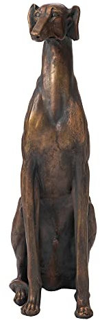 glitzhome Gartenskulptur für Hunde, Bronze, Windhund, 76 cm hoch, rechts