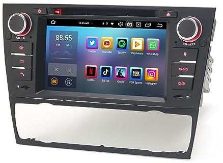 Erisin 8-Kern 4GB RAM 64GB ROM 7 Zoll Android 14 Autoradio mit GPS Navi für BMW 3er E90 E91 E92 E93 M3 Unterstützt Carplay Android Auto Bluetooth 5.0 WiFi USB RDS SWC DSP DAB+ OBD2 FM DTV DVD