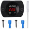 YIXISI Wasserdichtes Auto Voltmeter mit LED Digital Anzeige und Montageplatte, DC 12V 24V Rundes Spannungsmessgerät mit Klemmen, Mini LED Spannungsprüfer für Boot Fahrzeug Motorrad LKW ATV UTV, Rot