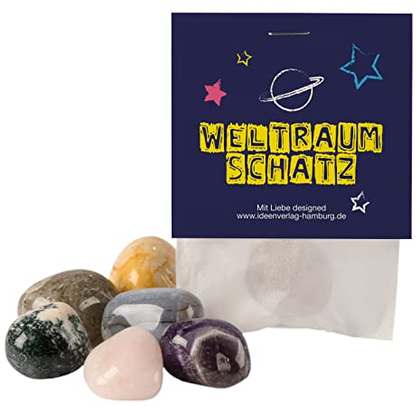 Ideenverlag HAMBURG 10x Weltraum Glückssteine für Kinder / Glücksbringer Stein Weltraum Schatz als Mitgebsel Kindergeburtstag / Glücksbringer / Weltraum Geburtstag Mitgebsel Astronauten