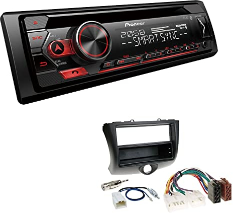Pioneer DEH-S320BT 1-DIN Autoradio Bluetooth CD-Tuner USB Spotify inkl. Einbauset passend für Toyota Yaris Verso Facelift 2003-2005 schwarz