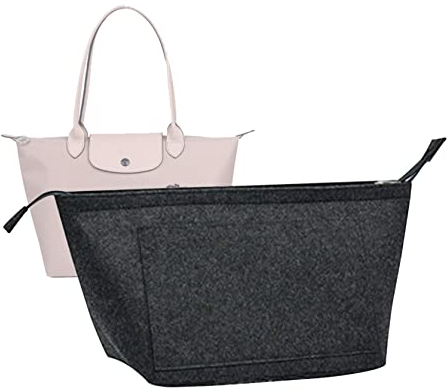 Handtaschen-Organizer-Einsatz für Le Pliage Neo (groß) Handtaschen, hochwertiger Filz-Organizer, Dunkelgrauer Reißverschluss, Medium