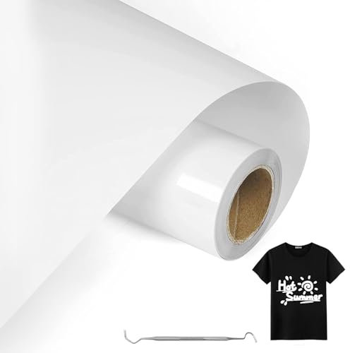 MeYuxg Vinilo Textil Blanco - 30,5 CM x 6 M Rollo Termoadhesivo para Cricut & Cameo - Fácil de Cortar & Desherbar (Blanco)