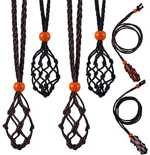 WEWAYSMILE 6 pezzo Porta Pietra di Collana a Corda, Supporto Pietre con Cordino Collana, Cordone Regolabile Collana In Cristallo, per Fare Gioielli Ciondolo Collana, 34.65 inch(880mm)