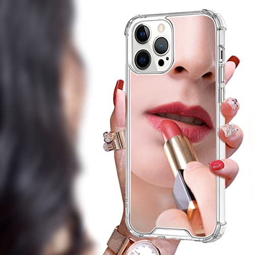 Cavdycidy for iPhone 14 pro Mirror Case for Women,Acrylic Mirror Phone Case that Can Be Used for Outdoor Makeup for Girl Who Love Beauty(Prevents Drops)
