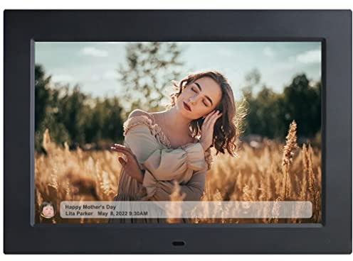 Gsituk Frameo Digitaler Bilderrahmen WLAN App 10,1 Zoll 1920 * 1200 HD Touchscreen Elektronischer Bilderrahmen Fernfreigabe von Bildern, Automatischer Drehung, Geschenk für Großeltern