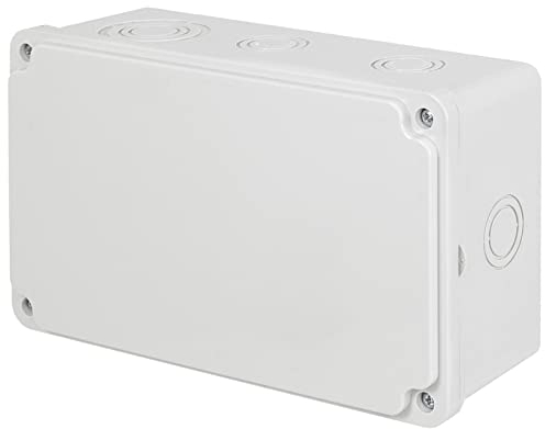 ADELID Abzweigkasten Abzweigdose Installationsgehäuse Aufputz IP65 Wasserschutz & Staubschutz 210x120x74mm Hellgrau RAL7035 Kunststoff 4x Gummikabelverschraubung