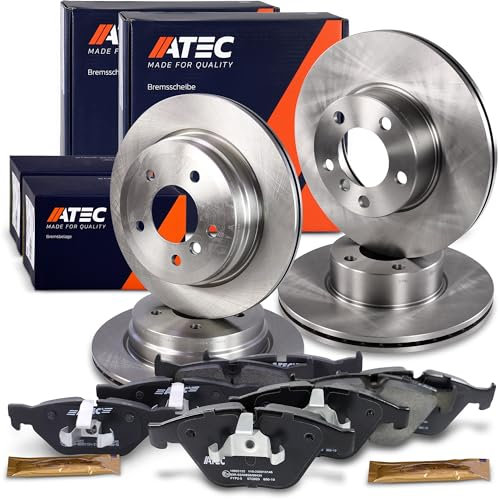ATEC Germany Bremsenset inkl. Bremsscheiben Vorne Ø 312 mm Belüftet + Hinten Ø 300 mm Belüftet + Bremsbeläge Vorne & Hinten Kompatibel mit BMW 3er (E90) (E93) (E92) (E91), X1 (E84)