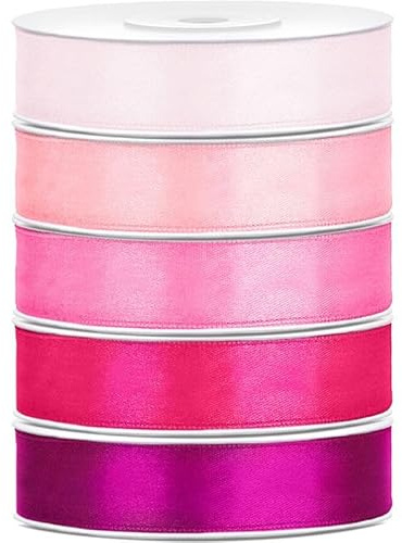 Satin Geschenkband 12mm 5 Farben je 25m lang rosa pink Schleifenband Geschenkverpackung Geburtstag Hochzeit Weihnachten