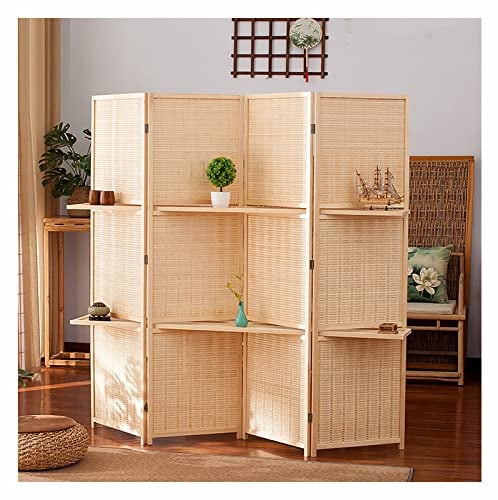 Raumteiler Trennwand, Paravent Raumtrenner 4 Panels Raumteiler mit Ablagefächern, Portable abnehmbare Privatsphäre Bildschirm Raumtrennung Trennwand for Haus / Büro / Studio, Natur Farbe ( Color : 40c