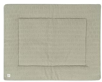 Jollein Krabbeldecke für Baby - Grain Knit, Olive Green - Laufgittereinlage - 75x95 cm - Spieldecke Baby - Olivgrün