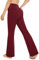 G4Free Yogahose Damen Schlaghose Yoga Stretch Hosen Damen Hohe Taille Bootcut Jeans Freizeithose Sporthose Lang Training Fitness Arbeit Wein,M