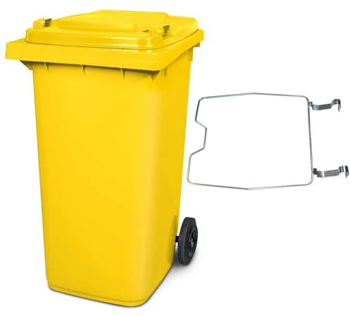 BRB Poubelle MGB 240 litres, avec anneau de serrage pour sacs poubelles, jaune