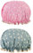 2 gorros de ducha impermeables, banda elástica de doble capa, con volantes, gorro de ducha reutilizable, unisex, adecuado para baño, spa (rosa, azul)