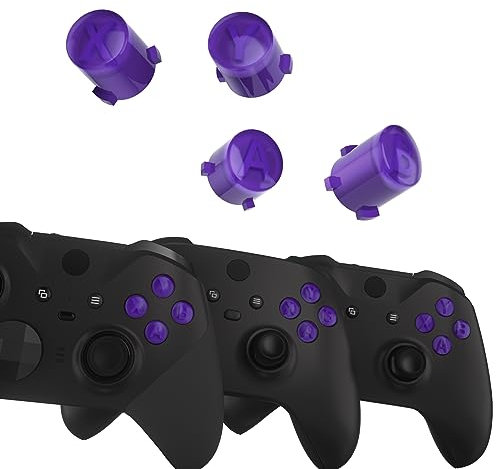 eXtremeRate ABXY Tasten für Xbox Elite Controller Serie 2 Core, Elite Serie 1 Ersatzteile, zweifarbige Aktionstasten für Xbox Series X/S, für Xbox One S/X Controller-Clear & Purple