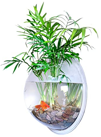 POTRUWE 2 STÜCKE Fisch Tank Fisch Schalen Wand Fisch Blase Wand Haushalt Tägliche Notwendigkeiten Hot Dropshipping Blume Blumentopf Betta Aquarium Klar Acryl Vase (2PCS)