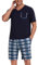 Uniexcosm Ensemble de Pyjama Été Pyjama Homme Coton Court Pyjama Homme Pantalon Manches Courtes A-PAT5 M