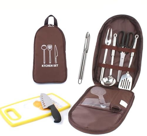Camping Geschirr Set, 8 Stück Camping Picknick Besteck, Edelstahl Geschirr Set, Campingbesteck Set 2 Personen,Outdoor reisebesteck set mit Messer, Gabel,Leicht für Camping, Wandern und Picknicks