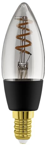 EGLO connect.z Smart-Home LED Deko Leuchtmittel E14, C35, ZigBee, App und Sprachsteuerung Alexa, dimmbar, warmweiß, 4 Watt, Vintage Glühbirne Rauchglas, schwarz
