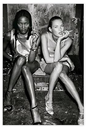 bacrhjlb Naomi Campbell und Kate Moos-Druck, modisches Poster, Leinwandposter, Wandkunst, Dekordruck, Bild Gemälde für Wohnzimmer, Schlafzimmer, Dekoration, ungerahmt, 30 x 45 cm