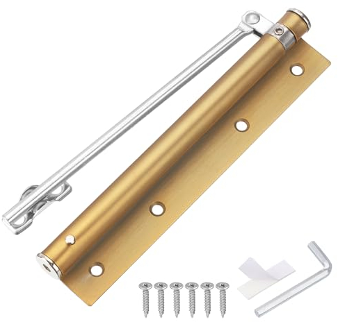 sourcing map 195 mm Federtürschließer, Edelstahl, automatischer Türschließer mit einstellbarer Schließgeschwindigkeit für Zuhause, selbstschließende 20–40 kg Tür, Messing