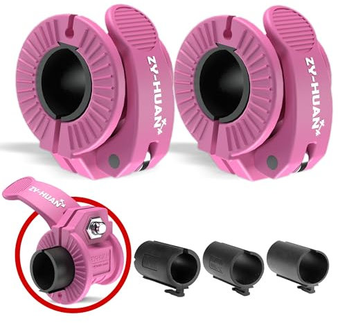 ZY-HUAN Pro Barbell Clips 1 inch Barbell Clamps 0.9-1.18inch Quick Release Weight Clips for Bars Multi-Size Adjustable Olympic Barbell Clamps(PINK)
