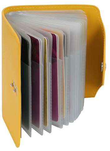 IHIGOGOFA Porte Cartes de Crédit Femme Homme Cuir 40 Fentes (Jaune)