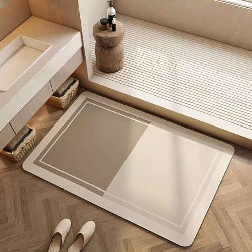Lukery Alfombra de Diatomita Baño, Beige Alfombrilla de Baño Antideslizantes, Lavables Súper Absorbente Alfombra de Baño, para Bañera, Ducha, Cuarto de Baño y Cocina (40x60cm,Marrón)