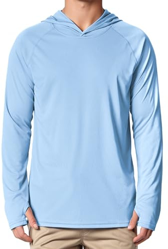 Peakwell Men's UPF 50+ Sun Protection Long Sleeve Hoodie Summer UV T-Shirts | UPF 50+, UV Protection, Lightweight, Quick Dry, Moisture Wicking, for Outdoor, Hiking, Running, Walking, Fishing, Camping
