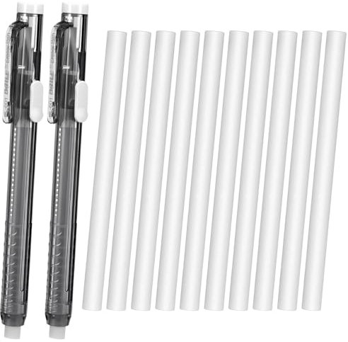 Sibba 12 Pcs Einziehbare Mechanische Radiergummi Set Stift Pen-Style Radiergummis präzise Radiergummi Stifte weiß Bleistift Refill Korrektur Produkte für Malerei Schreiben Büro täglich