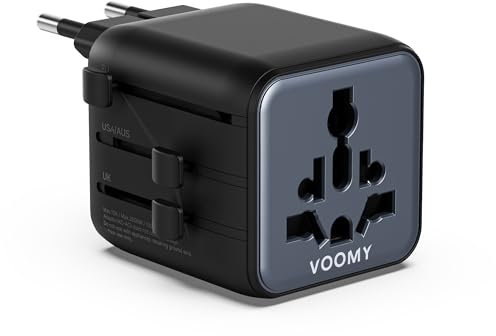VOOMY Adattatore Universale da Viaggio, 2500W, Adattatore presa Inglese UK, Adattatore presa Americana USA, Adattatore presa Giapponese, Spina A C G I, viaggio accessori utili, Accessori da viaggio