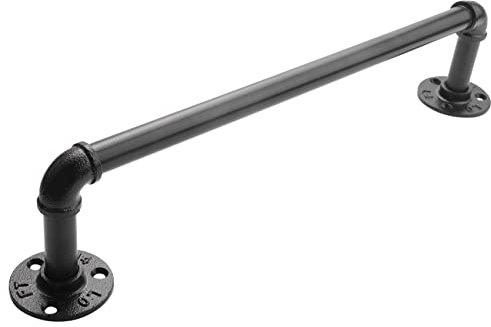 Porte-serviettes mural en métal noir industriel vintage pour salle de bain