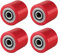 4 Stück Hubwagenrollen, Polyurethan Hubwagenräder, 80 x 70 mm, Achse 20 mm, Rot Ersatzrollen mit Kugellager für Hubwagen, Max. Belastung 600 KG