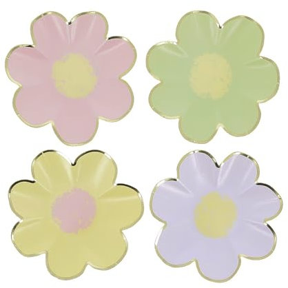 Artyfêtes Générique - 8 Assiettes Carton Fleurs 18CM Pastel