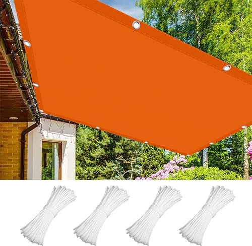 Tenda a Vela Rettangolare 3 x 7 m Protezione Raggi UV Balcone Vele Parasole Rete con Corde e Occhiello per Esterno Giardino Piscina, Arancione