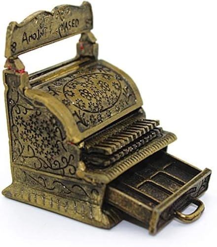 1:12 Scale Vintage Metal Cash Register Model Miniature DIY Dollhouse Home Decor Simulation Furniture Toy, Dollhouse Accessories