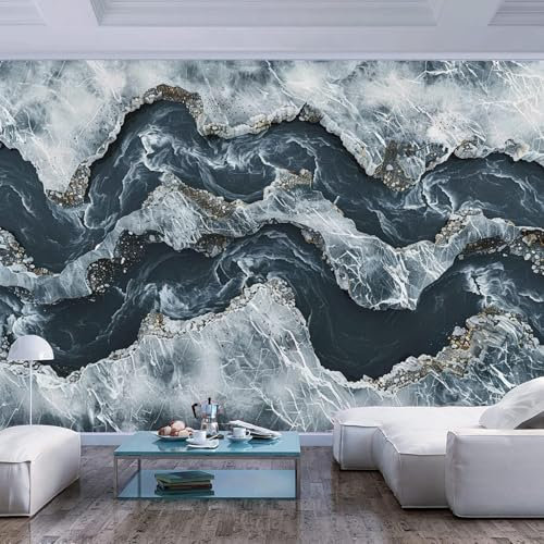 fotomurales pared profundidad Textura de mármol abstracto en blanco y negro Papel pintado creativo DIY arte de la pared mural para sala estar comedor dormitorio decoración Imprimir foto