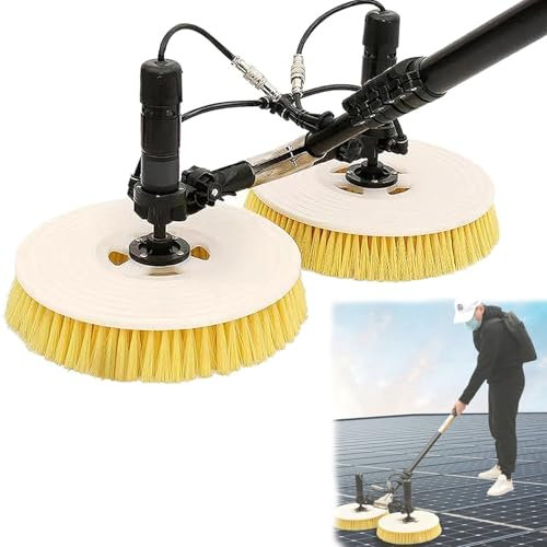 Limpiador De Placas Solares Doble Cabezal EléCtrico Ajustable Adecuado Para La Limpieza De Cristales Gran Altura, Limpieza De Paneles Fotovoltaicos Y Solares,Con Motor Sin Escobillas , Cepillo Doble