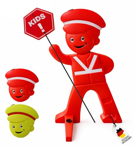 HIMMELSKRAFT® SafetyGuy Achtung Kinder Aufsteller mit Reflektoren | 120 cm Kinderwarnaufsteller mit Reflektoren, breitem Standfuß und optionalem Solarlicht für Einfahrt, Spielstraße
