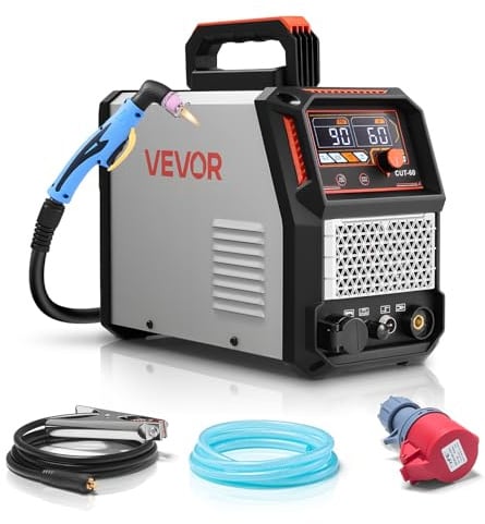 VEVOR Découpeur Plasma, 60 A, Machine de Découpe Plasma à Arc Pilote sans Contact Triphasée 400 V, avec Fonction 2T/4T, Onduleur IGBT, Affichage Numérique, Temps PT/PA Réglables, pour Usage Industriel