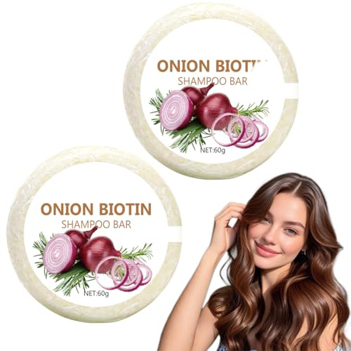 ARHZ 2 Stück Onion Biotin Shampoo Bar, Zwiebel Rosemarin Shampoo Bar, Tiefenreinigung und Hydratisierung, Verwendung in der Dusche zu Hause und auf Reisen